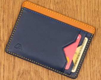 RFID Leather Credit Card Holder / Slimline Card Wallet / Travel, Photo, ID Card Holder / Mens Leather Cardholder Wallet [Capacity: 8 Cards]