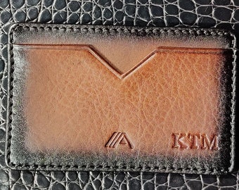 Personalized Leather Card Holder Wallet: Slim Engraved Minimalist Design