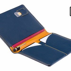 Luxus RFID Leder Passhalter / Reisebrieftasche - Blau/Gelb - A-SLIM - Hoshi - Passport Cover - Passport Brieftasche - Hülle für Passport