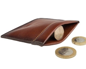 Handmade Tan Leather Coin Pouch: Snap Closure Coin Case
