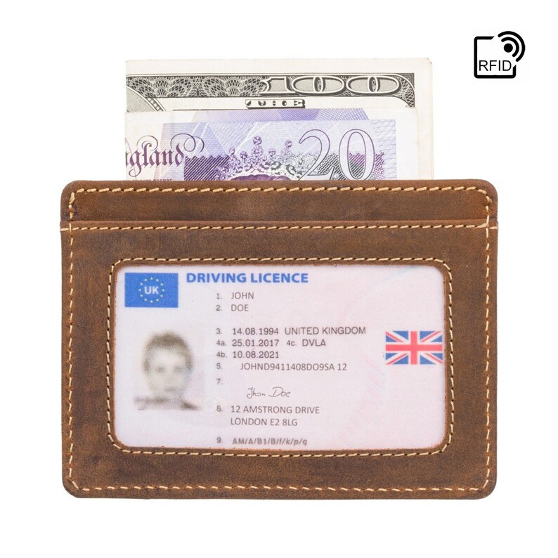 Leather Card Holder Wallet | Slim RFID Card Wallet | Minimalist Front Pocket Cardholder image 4