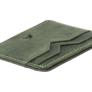 Green Leather Bank Card Holder Compact Double Sided Card Wallet Holder Minimalist Credit Cardholder 5 Card Slots A-SLIM Yaiba image 8