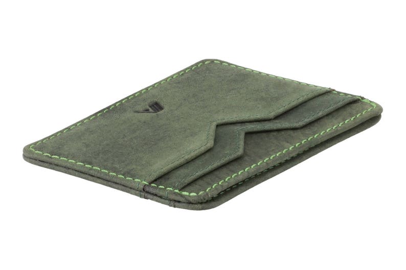 Green Leather Bank Card Holder Compact Double Sided Card Wallet Holder Minimalist Credit Cardholder 5 Card Slots A-SLIM Yaiba image 8