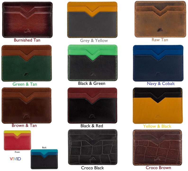 image showing the colour options yaiba card holder wallet is available in.