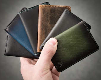 Credit Card Holder Wallet | Slim RFID Leather Bifold | Mens Minimalist Wallet with Tap & Go | Gift for Him | A-SLIM Doku