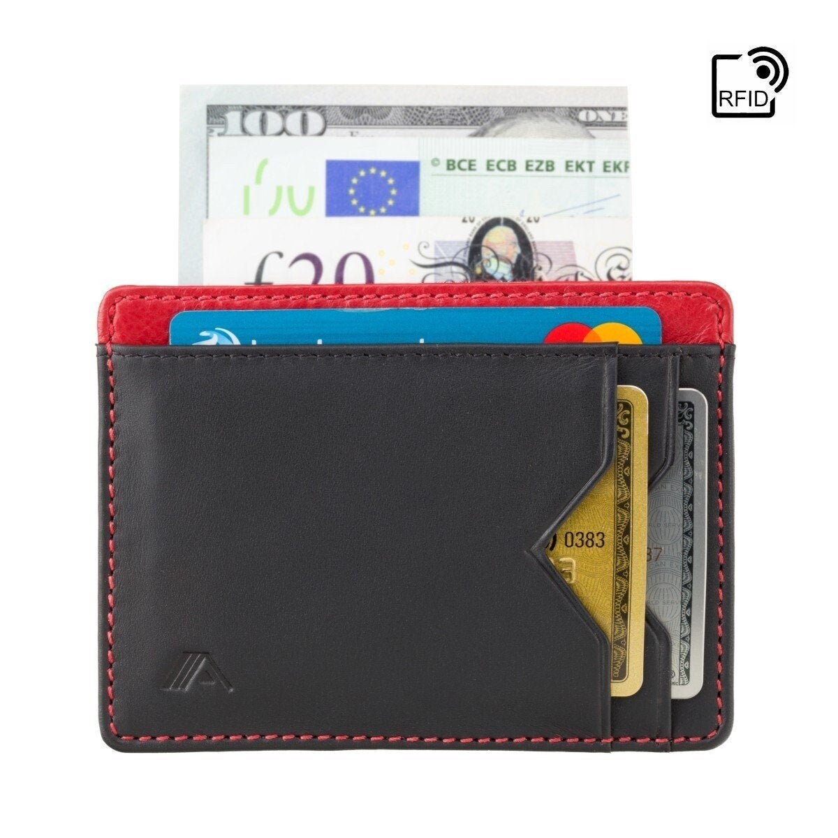 Slim Card Case With ID Window on Back Handmade Leather RFID | Etsy