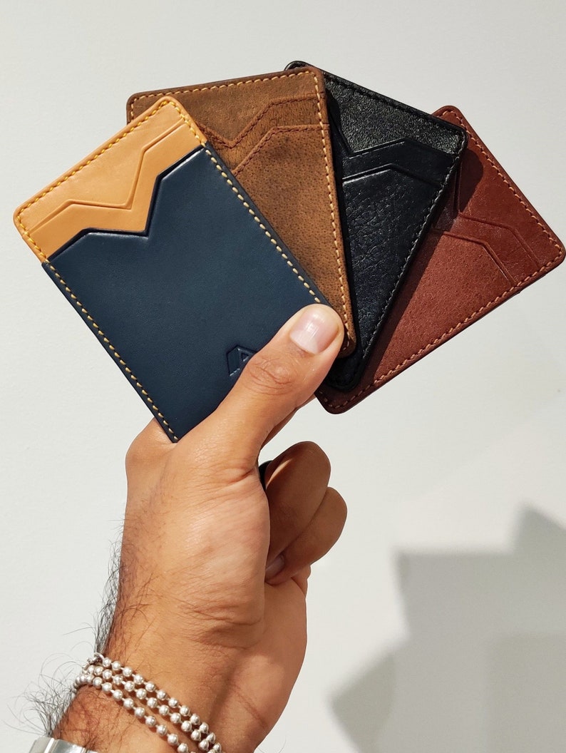 RFID Mens Card Holder Slim Leather Card Wallet Mans RFID Etsy