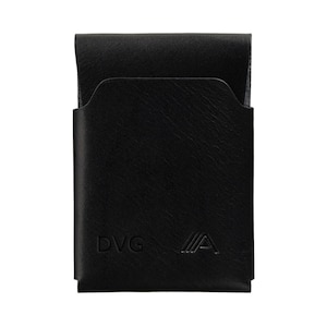 Porta-cartões minimalista personalizado - Carteira para cartão com suas iniciais - Porta-cartões pequeno em couro preto