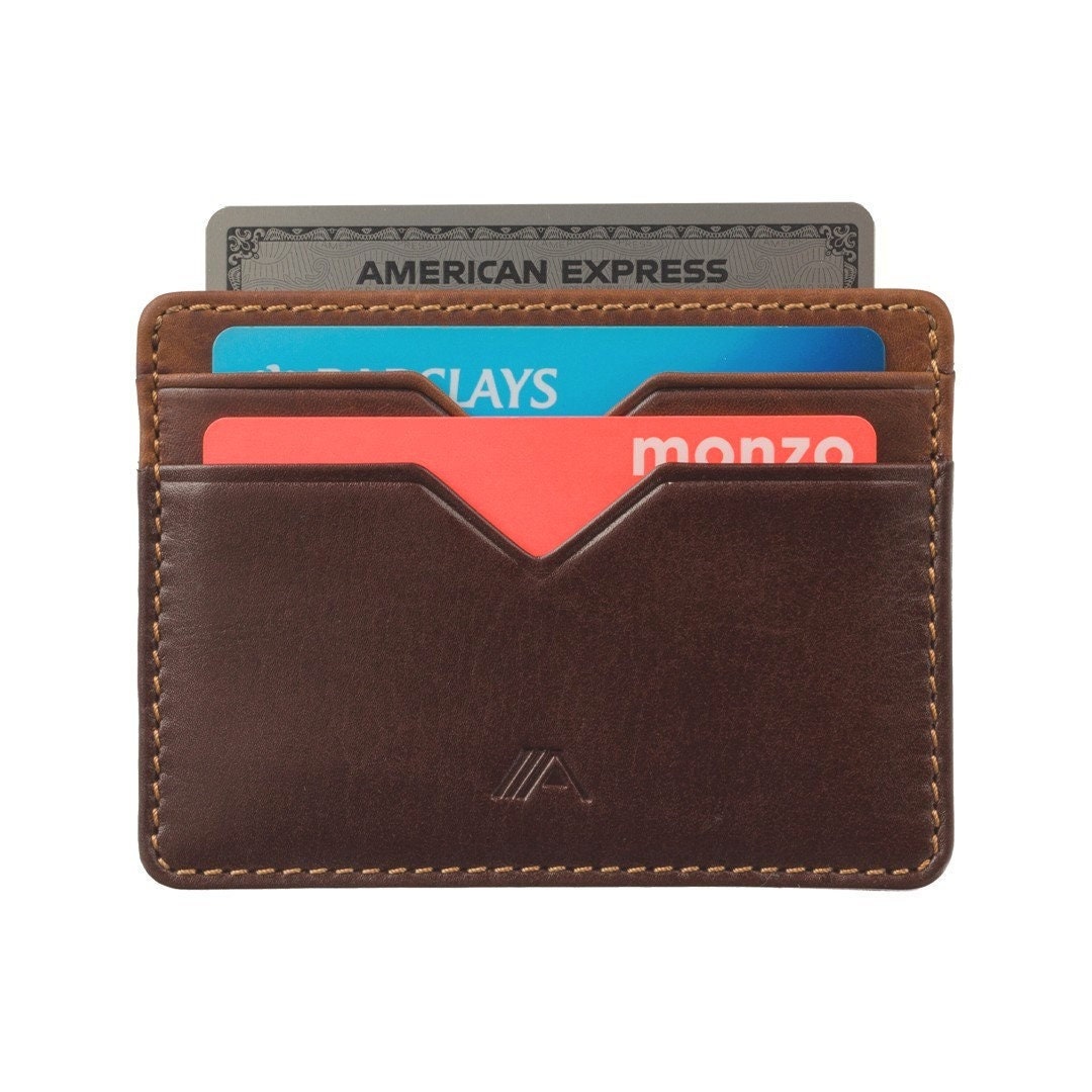 Mens Leather Card Holder Slim Card Wallet Minimal Leather Etsy 日本