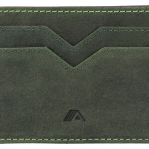 Green Leather Bank Card Holder Compact Double Sided Card Wallet Holder Minimalist Credit Cardholder 5 Card Slots A-SLIM Yaiba image 4