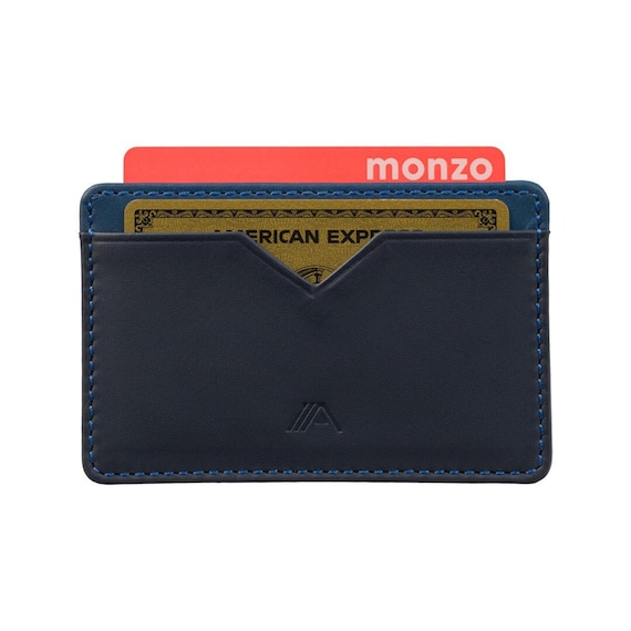 Premium Small Leather Credit Card Holder Minimalists Card Holder Wallet Nano Yaiba by A SLIM Blue Card Wallet Tiny Card Sized Sleeve Etsy UK