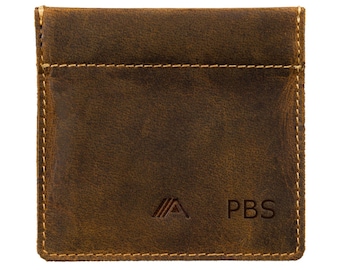 Personalized Leather Coin Pouch: Handmade Snap Close Monogram Coin Holder