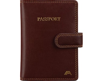 Brown Leather Passport Cover: RFID Blocking Travel Wallet