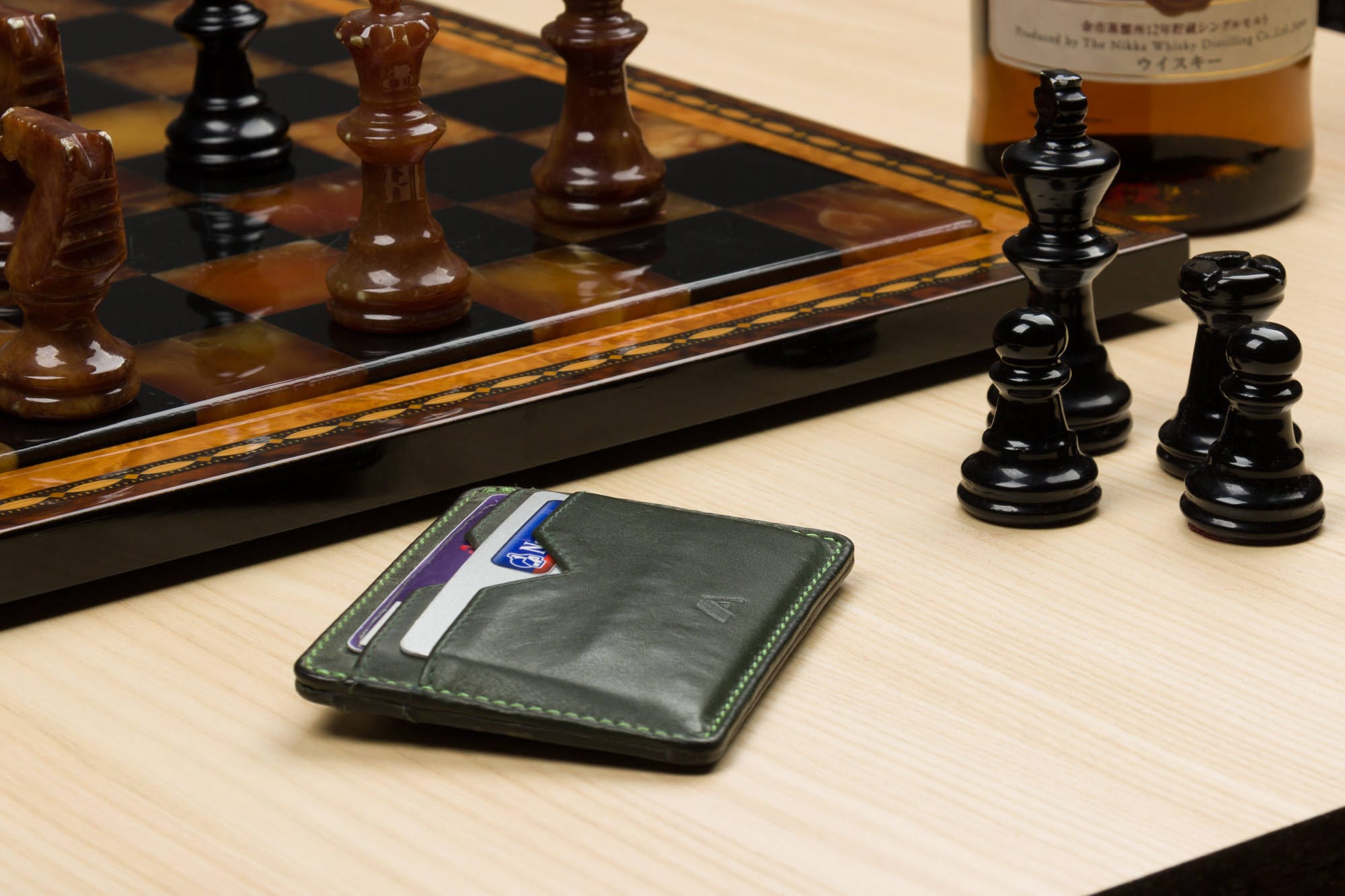 Raw Green Card Holder Leather Credit Card Wallet Front Etsy