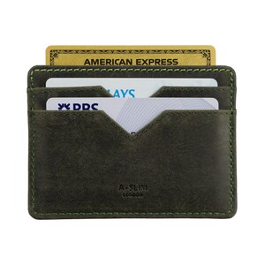 Green Leather Bank Card Holder Compact Double Sided Card Wallet Holder Minimalist Credit Cardholder 5 Card Slots A-SLIM Yaiba image 3