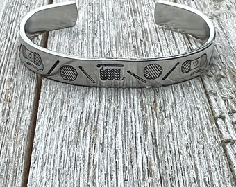 Crochet bracelet - 6" handstamped cuff-gift
