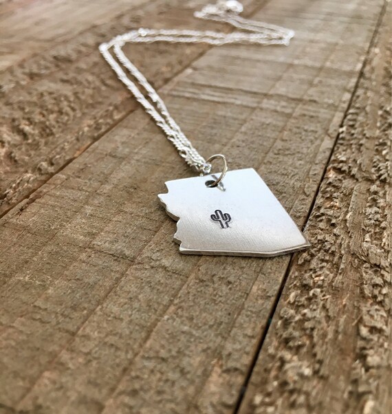 Arizona necklace- Southwest necklace-Arizona jewelry-handstamped necklace-Christmas gift-gift