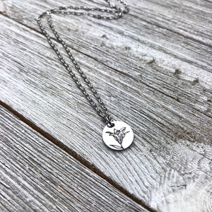 Lily necklace- Flower necklace- 1/2&quot; handstamped necklace-gift
