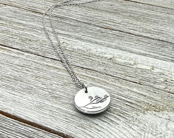 Cherry blossom necklace-handstamped necklace-gift
