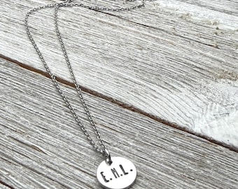 Emma M. Lion inspired necklace-1/2" handstamped necklace-gift