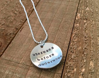 Parks and Rec necklace-uteruses before duderuses necklace-Parks and Recreation jewelry-gift