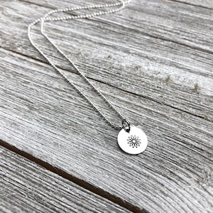 Daisy necklace- Flower necklace- 1/2&quot; handstamped necklace-gift