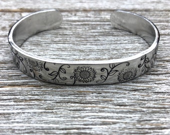 Sunflower bracelet-aluminum cuff
