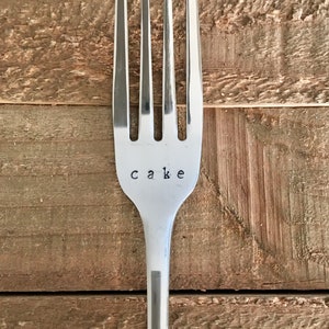 Hand stamped fork-funny gift-cake fork