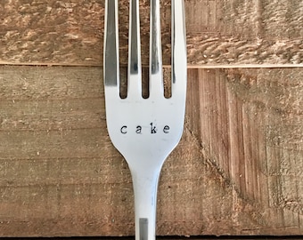 Hand stamped fork-funny gift-cake fork