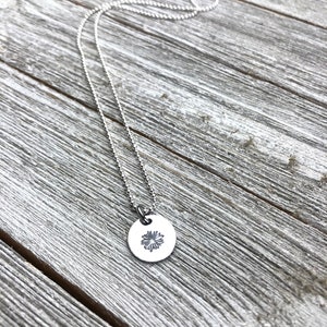 Daisy necklace- Flower necklace- 1/2&quot; handstamped necklace-gift