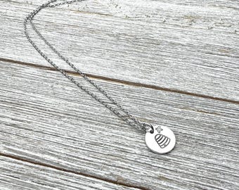 Beehive and bee necklace-1/2" handstamped necklace-gift