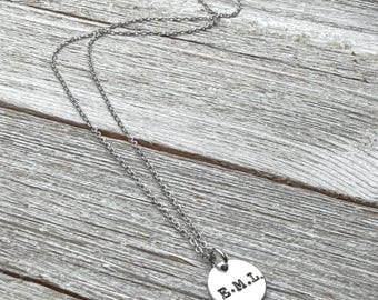 Emma M. Lion inspired necklace-1/2" handstamped necklace-gift