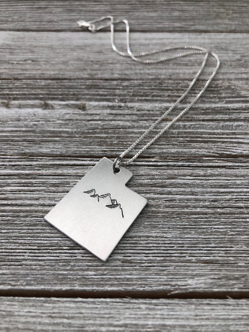 Utah Necklace Mountain Necklaceutah Jewelrybeehive State Etsy