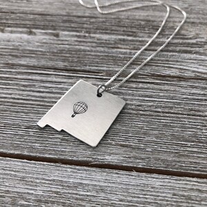 Large New Mexico necklace- hot air balloon necklace-New Mexico jewelry-state necklace-handstamped necklace-Christmas gift-gift