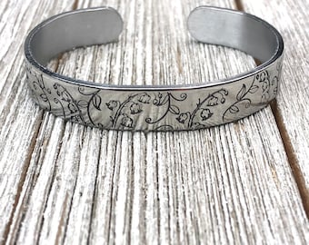 Pulsera de lirio de los valles - brazalete de aluminio