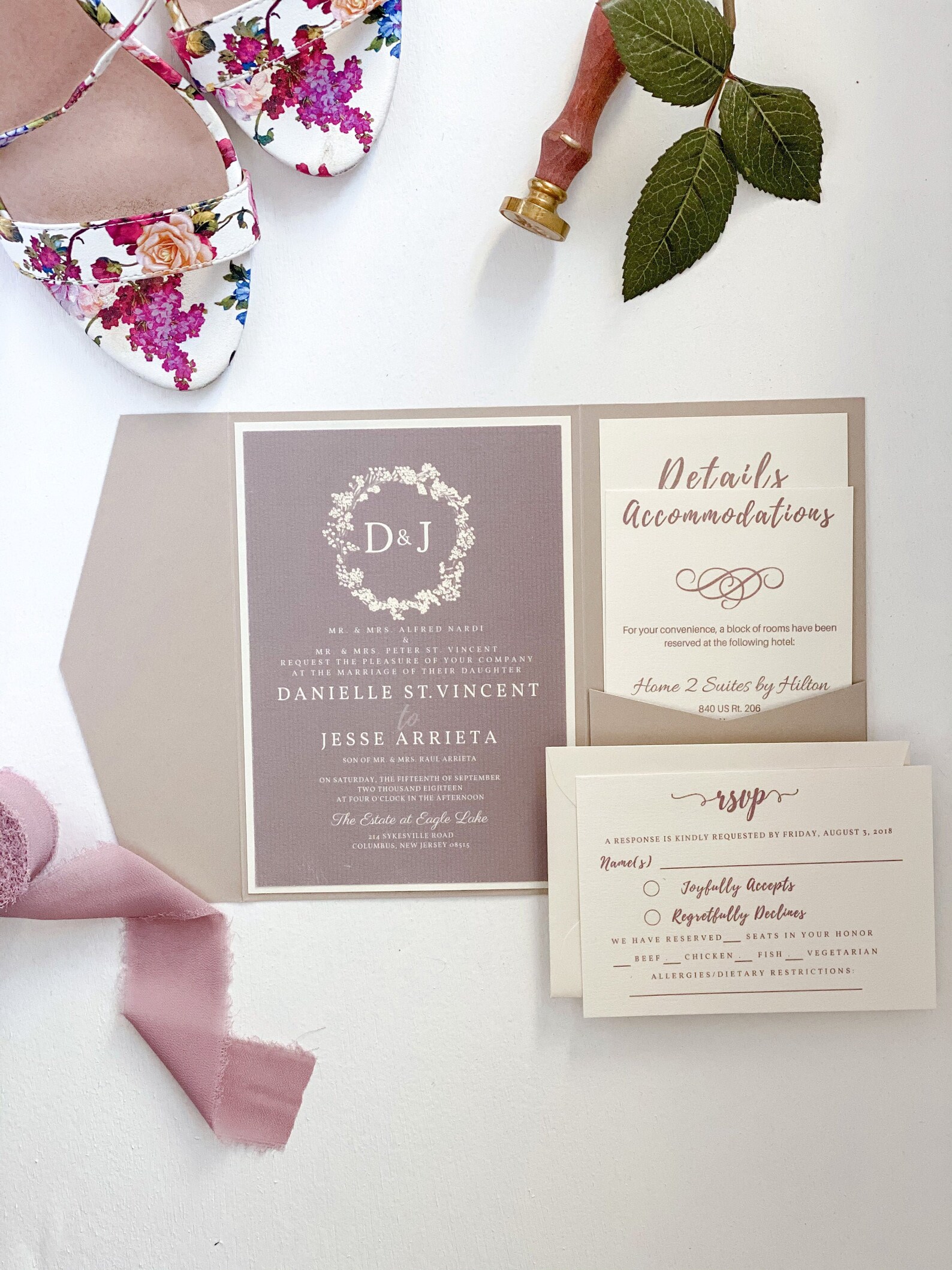 Pocket Folder Invitation Suite Wedding Invitations Neutral Etsy