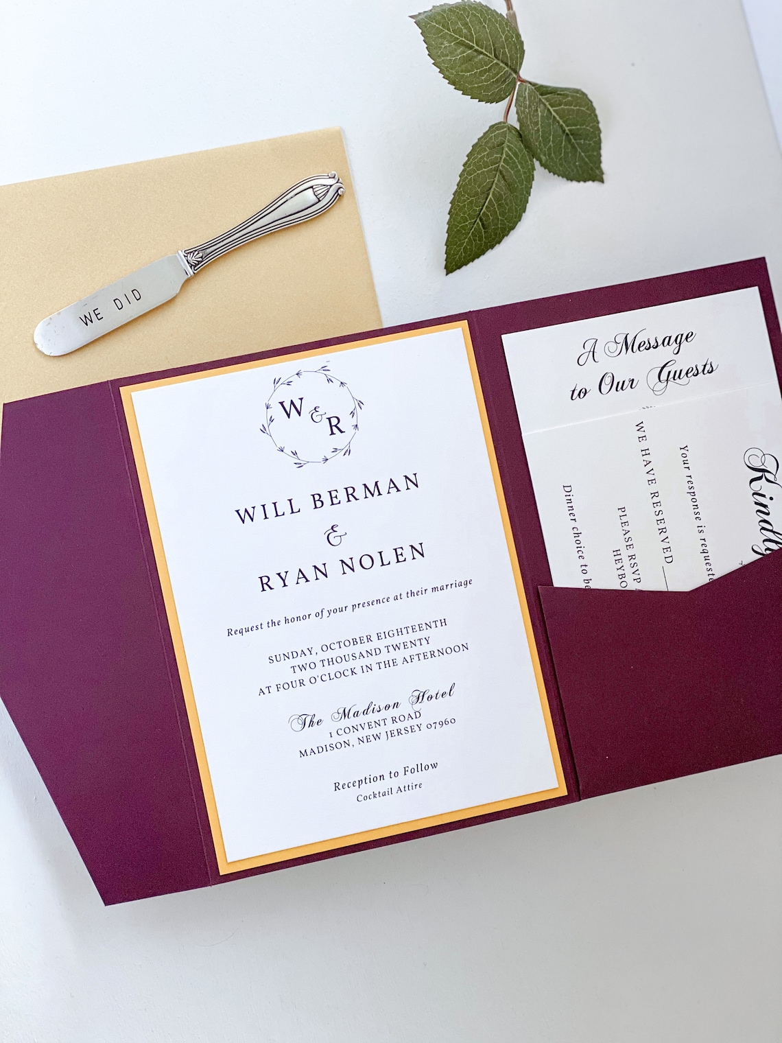 Pocket Folder Invitation Suite Wedding Invitations Burgundy Etsy