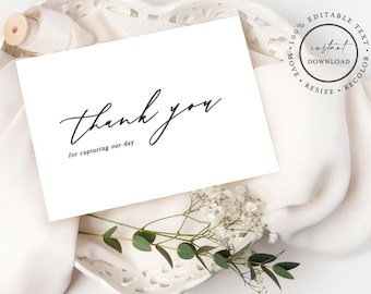 Modern minimalist wedding vendor thank you cards | instant download template | thank you gift for vendors