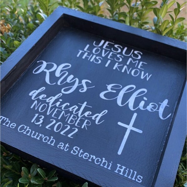 Custom Baby Dedication Sign | Wooden Framed Hanging Sign | Baptism Sign | Made To Order Baby Dedication Gift