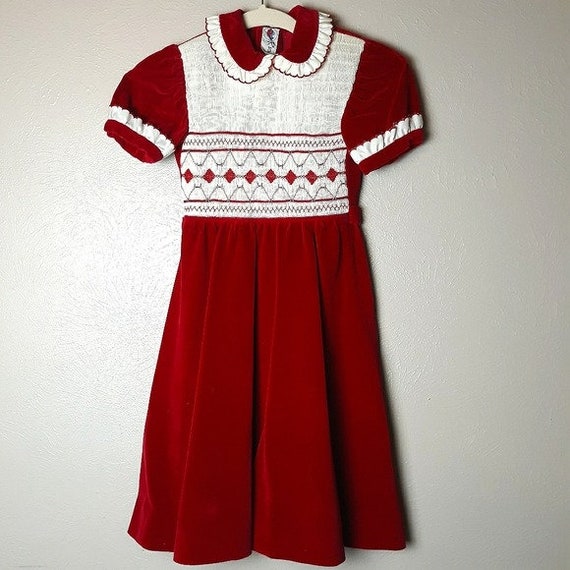 Vintage Spanish smocked velvet dress