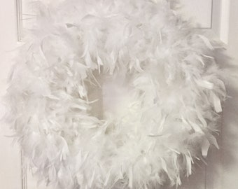 Quality White Feather Wreath