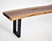Black Walnut Live Edge Bench Seat I Living Edge Bench Seat I Hallway Bench Entry Way Bench w Custom Crate