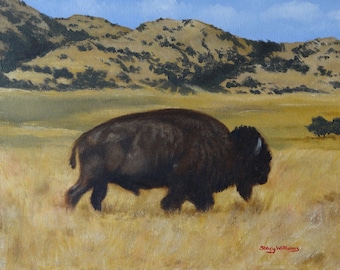 Lone Bison art print 11x14