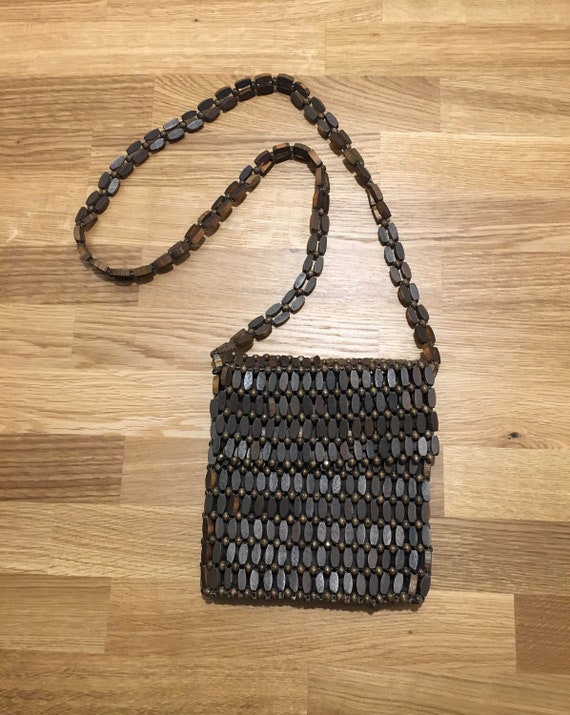 Vintage Wood Beaded Bag