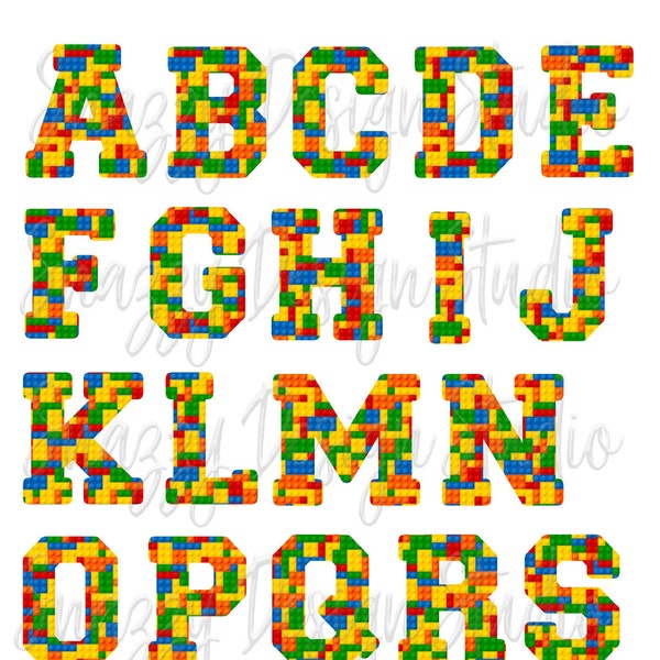 Blocs de construction Alphabet Letters PNG ~ Primary Colors Alphabet ~ A-Z block letters PNG ~ png files ~ Alphabet ~ Instant Download ~ Digital