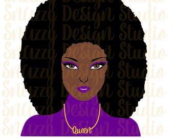 Queen Diva Cutting file ~ Afro svg ~ Pretty African Woman svg ~ SVG,DXF,EPS ~ Cricut ~ Silhouette