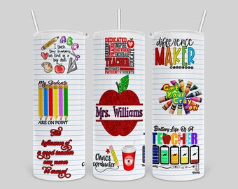 20oz Teacher Tumbler png, 20 ounce Educator Tumbler, 20 oz skinny tumbler STRAIGHT digital wrap ~ Sublimation Tumbler ~ Instant Download