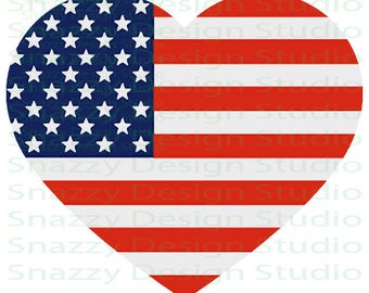 4th of July ~ American Flag ~ Heart ~ SVG cutting file EPS
