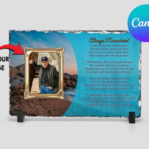 Custom Memorial Slate Template Canva | Add Your Photo | Instant Digital Download | Loss of Loved One Keepsake Design