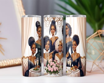 Celebrating Elegant African-American Women Sublimation Wrap, Tumbler Wrap Sublimation PNG, Digital Sublimation File ~ Instant Download